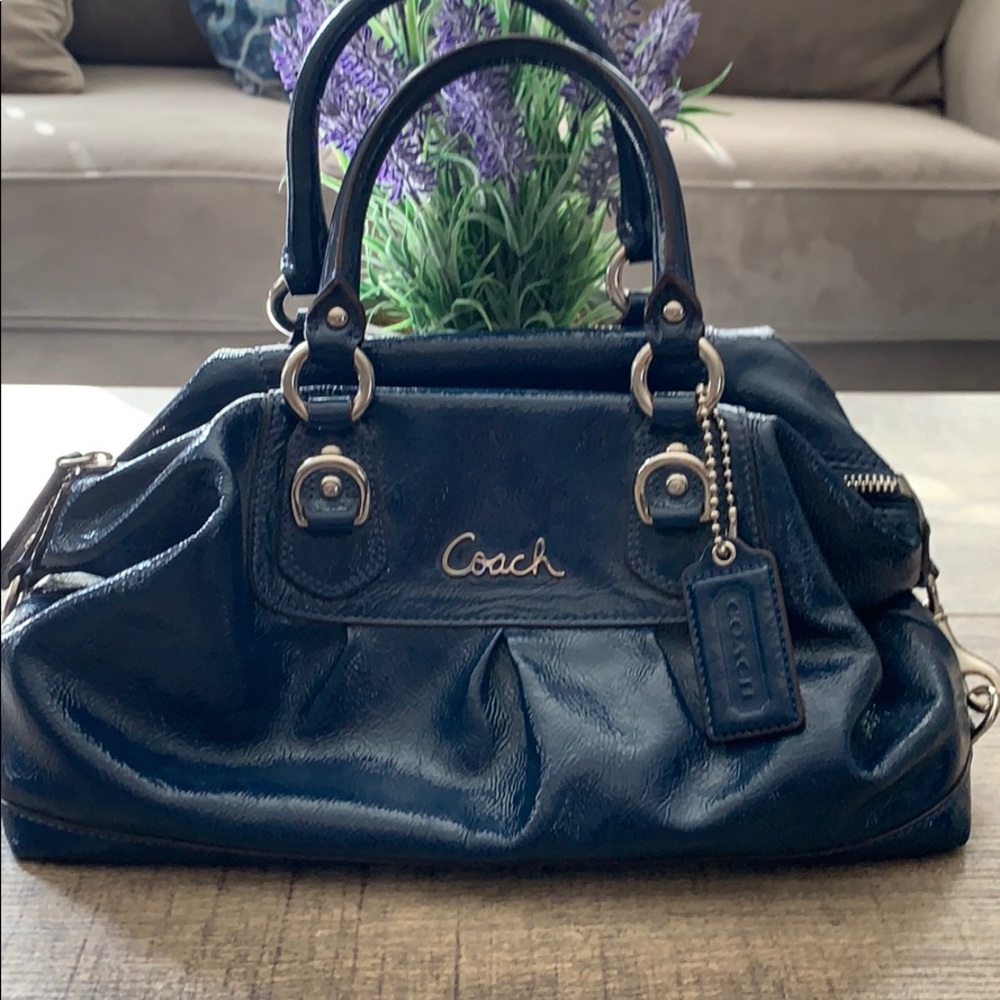 Coach blue satchel hand bag